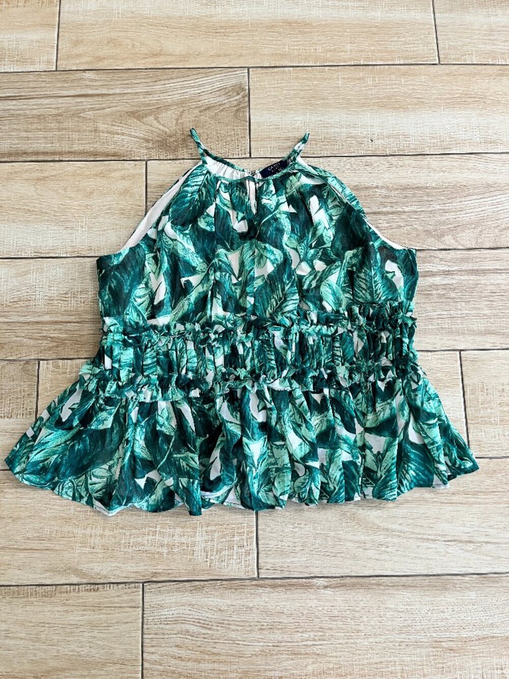 Womens Kaari Green Floral Print Blouse Tank - S